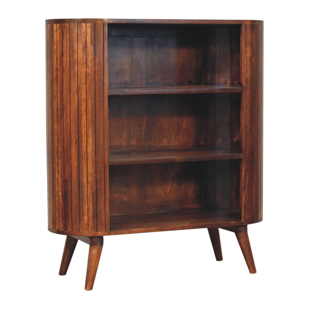 39" Chestnut Solid Wood Three Tier Bookcase HomeRoots