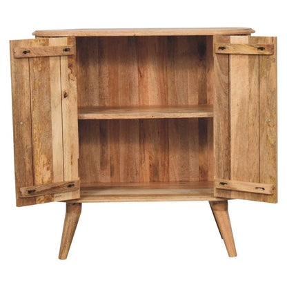 32" Brown Solid Wood Oval Ribbed Texture Cabinet With Two Doors HomeRoots