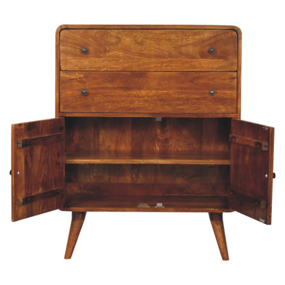 38" Chestnut Solid Wood Accent Cabinet With Two Doors And Two Drawers HomeRoots