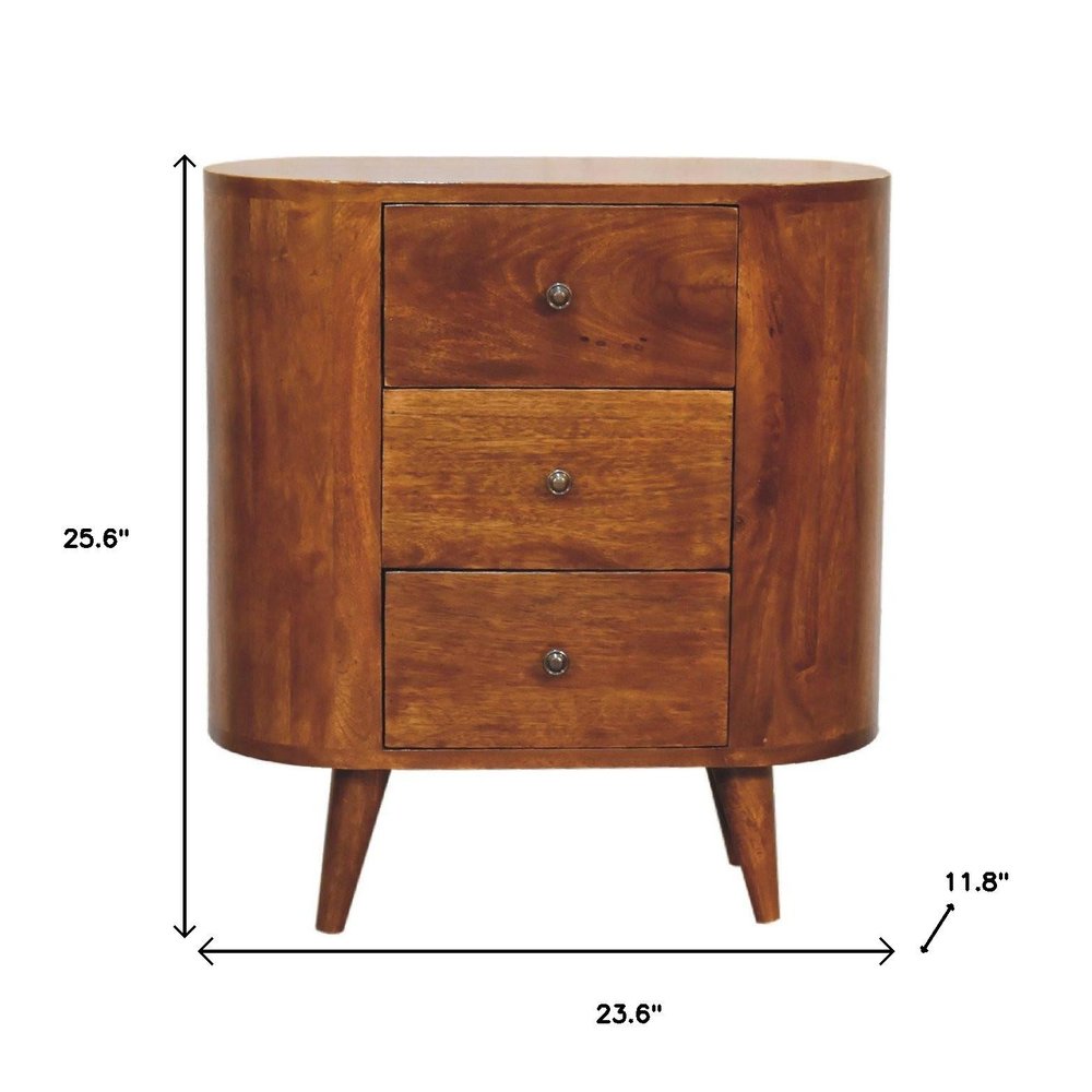 26" Chestnut Solid Wood Accent Cabinet With Two Doors And Three Drawers HomeRoots