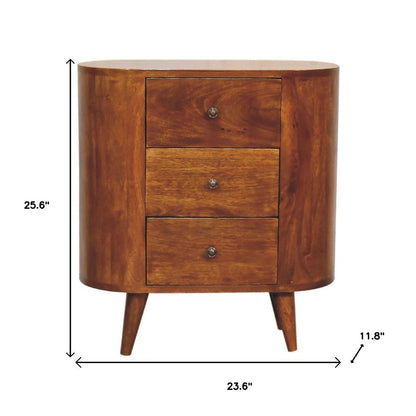 26" Chestnut Solid Wood Accent Cabinet With Two Doors And Three Drawers HomeRoots