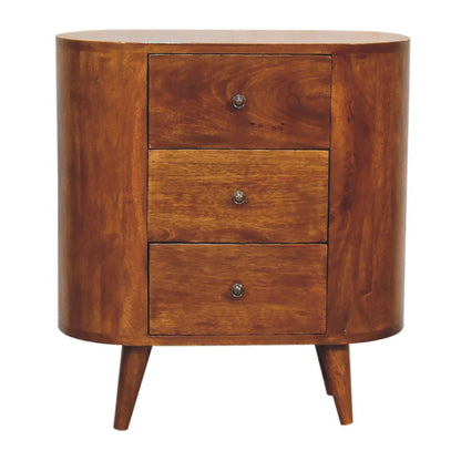 26" Chestnut Solid Wood Accent Cabinet With Two Doors And Three Drawers - FurniFindUSA