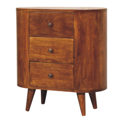 26" Chestnut Solid Wood Accent Cabinet With Two Doors And Three Drawers HomeRoots