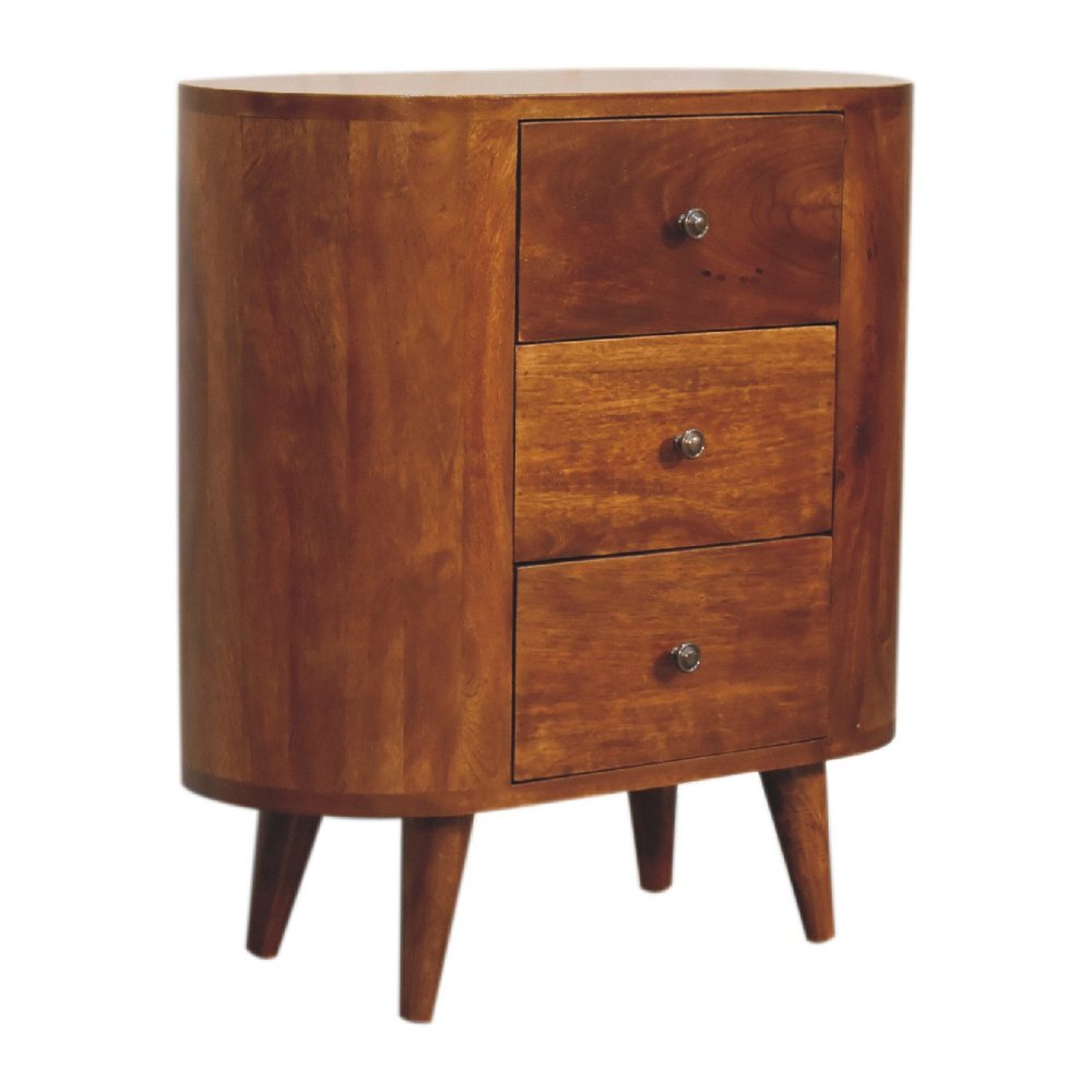 26" Chestnut Solid Wood Accent Cabinet With Two Doors And Three Drawers HomeRoots