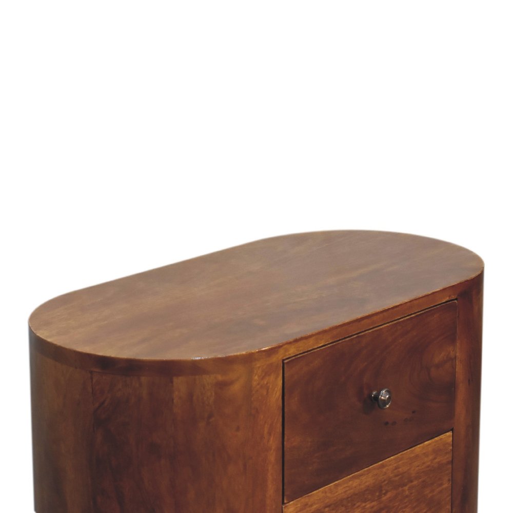 26" Chestnut Solid Wood Accent Cabinet With Two Doors And Three Drawers HomeRoots