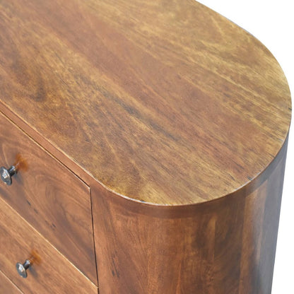 26" Chestnut Solid Wood Accent Cabinet With Two Doors And Three Drawers HomeRoots