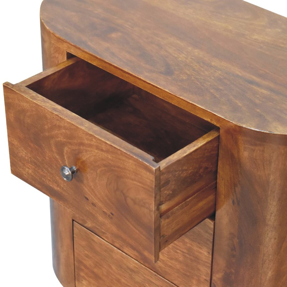 26" Chestnut Solid Wood Accent Cabinet With Two Doors And Three Drawers HomeRoots