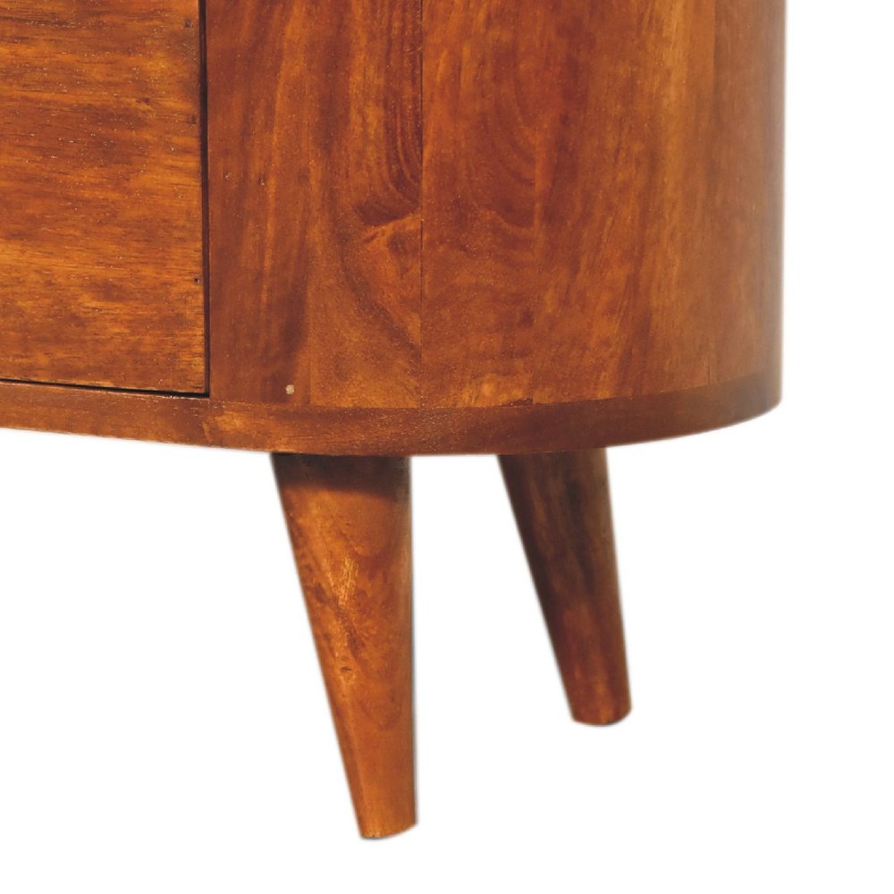 26" Chestnut Solid Wood Accent Cabinet With Two Doors And Three Drawers HomeRoots