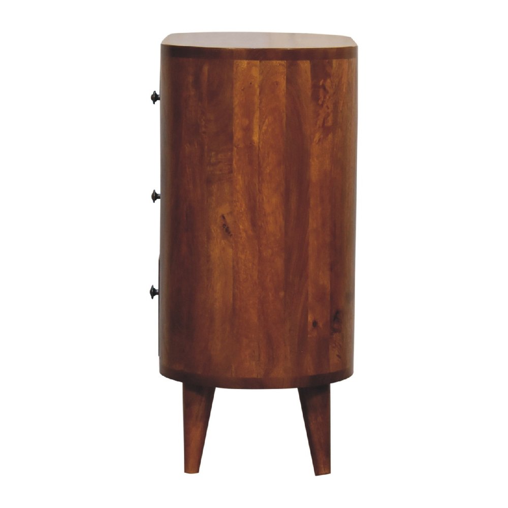 26" Chestnut Solid Wood Accent Cabinet With Two Doors And Three Drawers HomeRoots