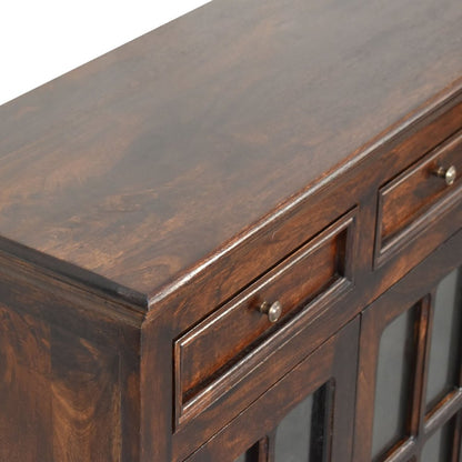 35" Walnut Solid Wood Accent Cabinet With Two Doors And Two Drawers HomeRoots