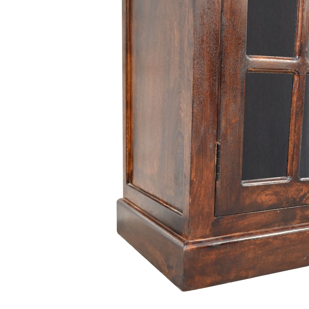 35" Walnut Solid Wood Accent Cabinet With Two Doors And Two Drawers HomeRoots