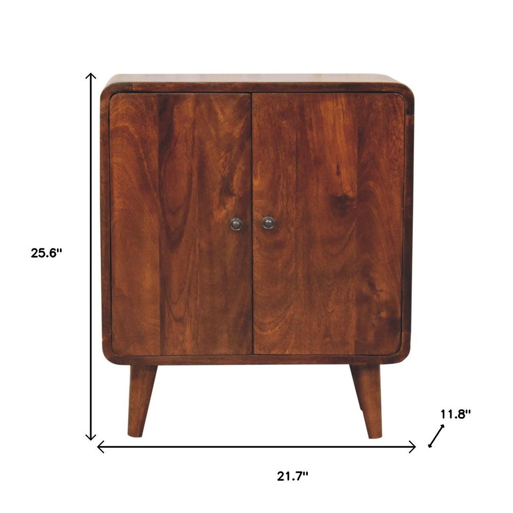 26" Brown Solid Wood Accent Cabinet With Two Doors HomeRoots