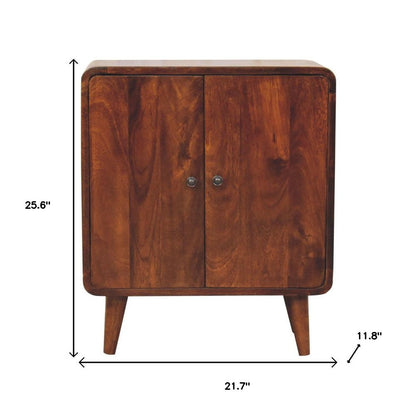 26" Brown Solid Wood Accent Cabinet With Two Doors HomeRoots