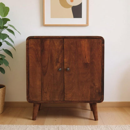 26" Brown Solid Wood Accent Cabinet With Two Doors HomeRoots