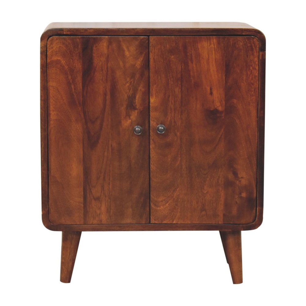 26" Brown Solid Wood Accent Cabinet With Two Doors HomeRoots