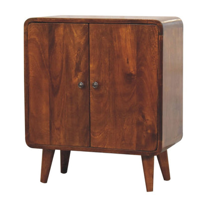 26" Brown Solid Wood Accent Cabinet With Two Doors HomeRoots
