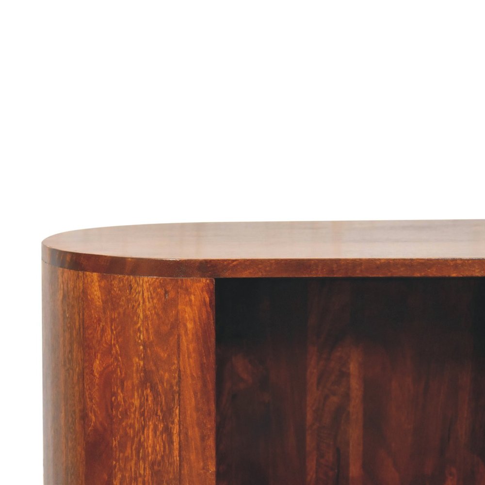 30" Chestnut Solid Wood Oval Accent Cabinet With One Drawer HomeRoots