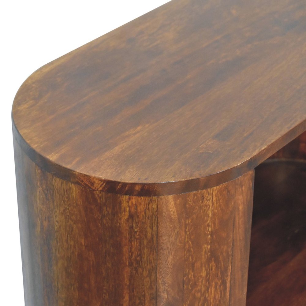 30" Chestnut Solid Wood Oval Accent Cabinet With One Drawer HomeRoots