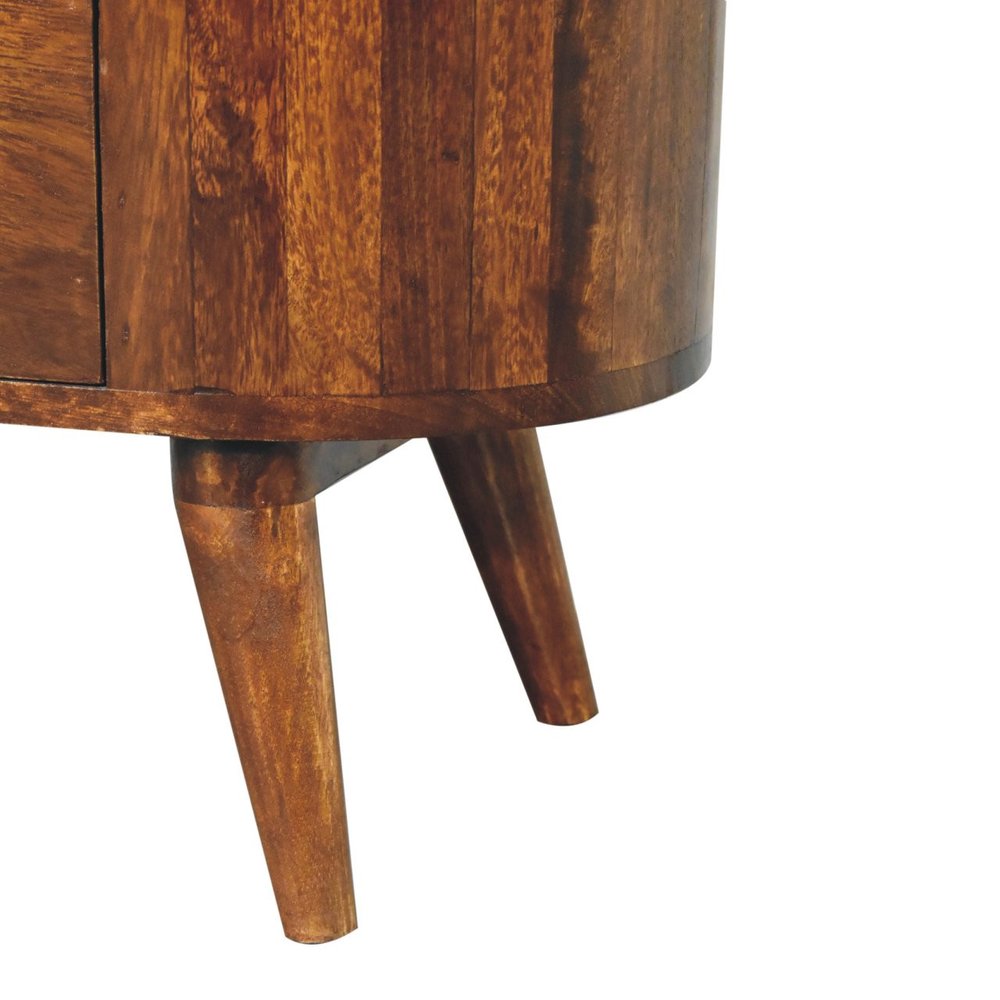 30" Chestnut Solid Wood Oval Accent Cabinet With One Drawer HomeRoots