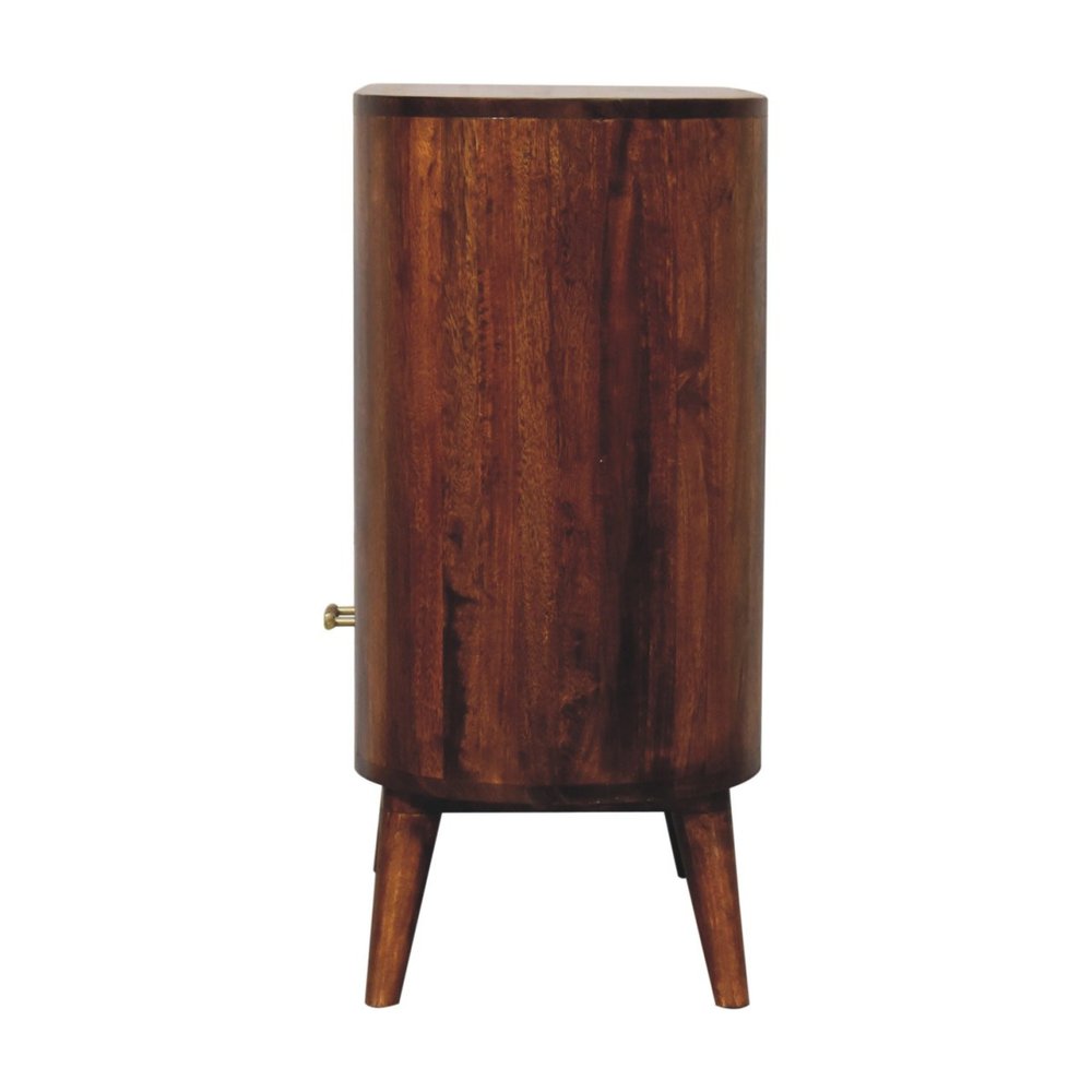30" Chestnut Solid Wood Oval Accent Cabinet With One Drawer HomeRoots