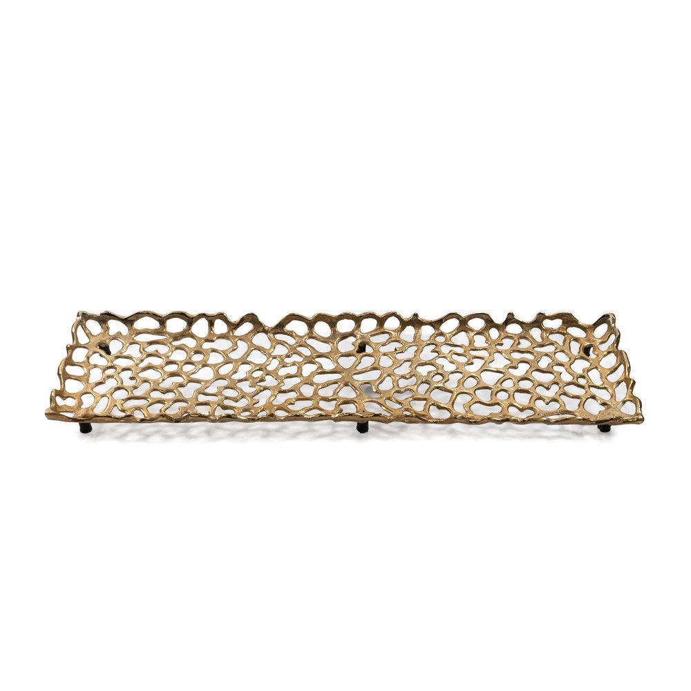 28" Gold Metal Abstract Coral Tray HomeRoots