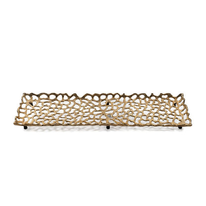 28" Gold Metal Abstract Coral Tray HomeRoots