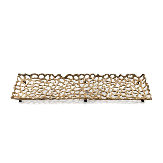 28" Gold Metal Abstract Coral Tray HomeRoots