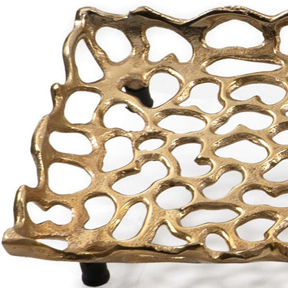 28" Gold Metal Abstract Coral Tray HomeRoots