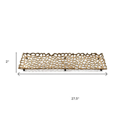 28" Gold Metal Abstract Coral Tray HomeRoots