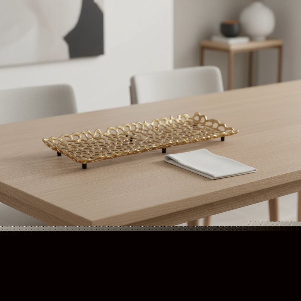 28" Gold Metal Abstract Coral Tray HomeRoots