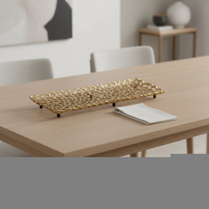 28" Gold Metal Abstract Coral Tray HomeRoots