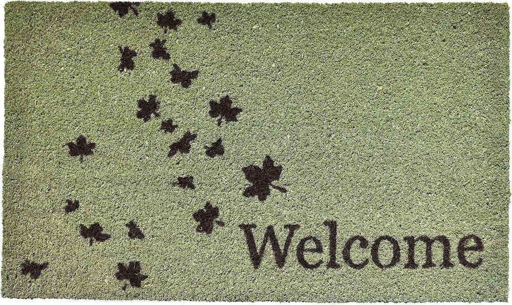 17" X 29" Brown And Green Fall Leaves Welcome Outdoor Coir Door Mat — view 1