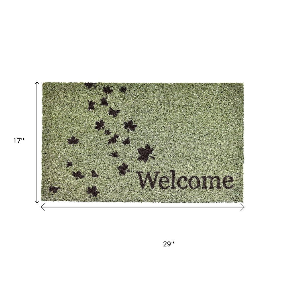 17" X 29" Brown And Green Fall Leaves Welcome Outdoor Coir Door Mat