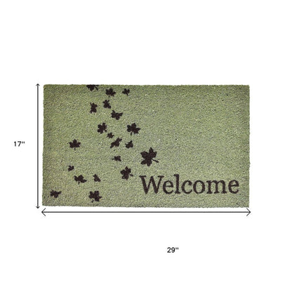 17" X 29" Brown And Green Fall Leaves Welcome Outdoor Coir Door Mat