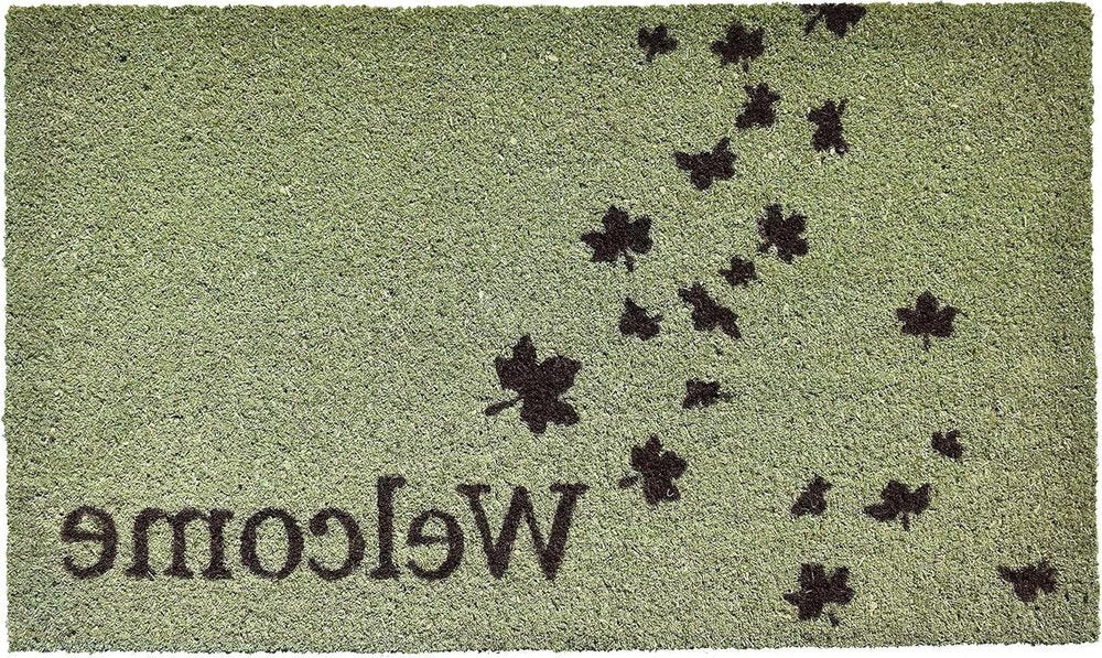 17" X 29" Brown And Green Fall Leaves Welcome Outdoor Coir Door Mat — view 2