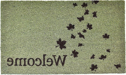 17" X 29" Brown And Green Fall Leaves Welcome Outdoor Coir Door Mat