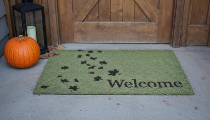 17" X 29" Brown And Green Fall Leaves Welcome Outdoor Coir Door Mat