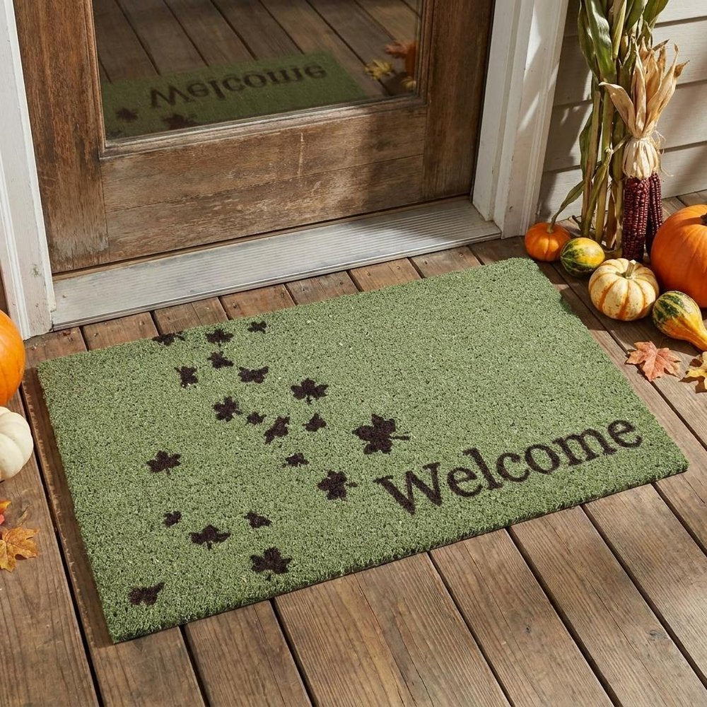17" X 29" Brown And Green Fall Leaves Welcome Outdoor Coir Door Mat — view 5