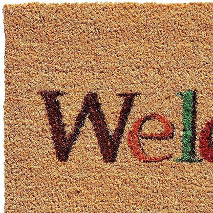 17" X 29" Natural And Orange Fall Leaves Welcome Coir Outdoor Door Mat HomeRoots