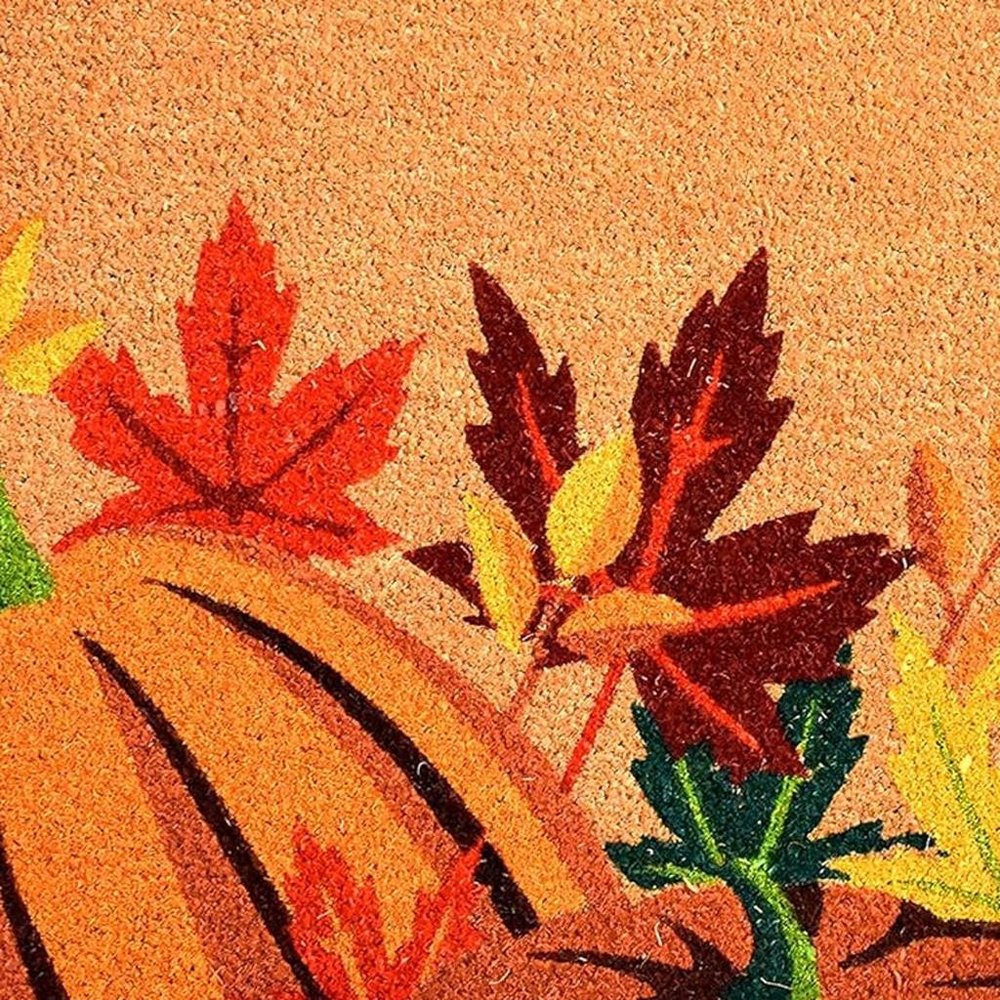 24" X 36" Brown And Natural Fall Pumpkins and Leaves Outdoor Coir Door Mat — view 7