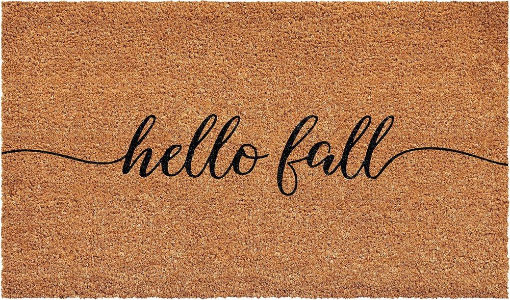 24" X 36" Brown And Natural Fall Hello Fall Outdoor Coir Door Mat — view 1
