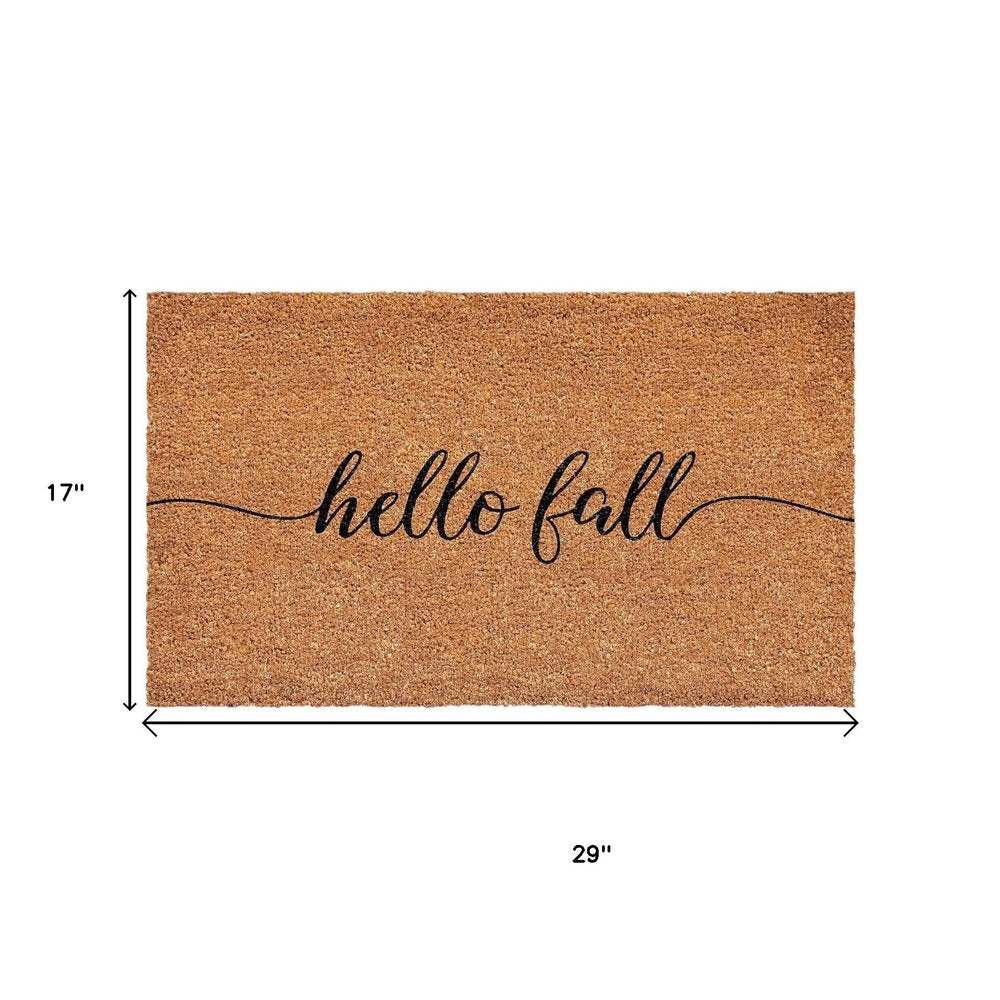 24" X 36" Brown And Natural Fall Hello Fall Outdoor Coir Door Mat HomeRoots