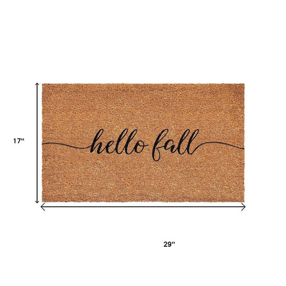 24" X 36" Brown And Natural Fall Hello Fall Outdoor Coir Door Mat HomeRoots