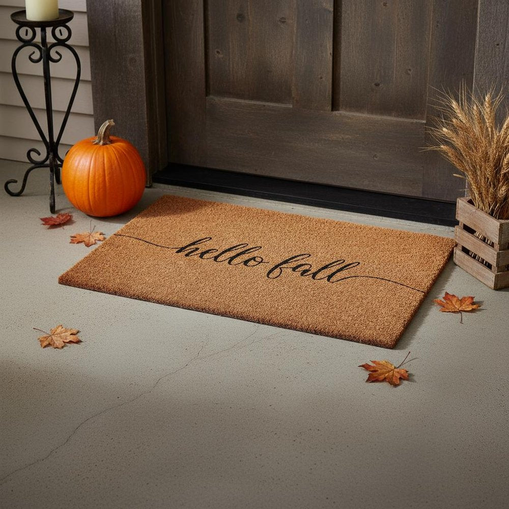 24" X 36" Brown And Natural Fall Hello Fall Outdoor Coir Door Mat — view 6