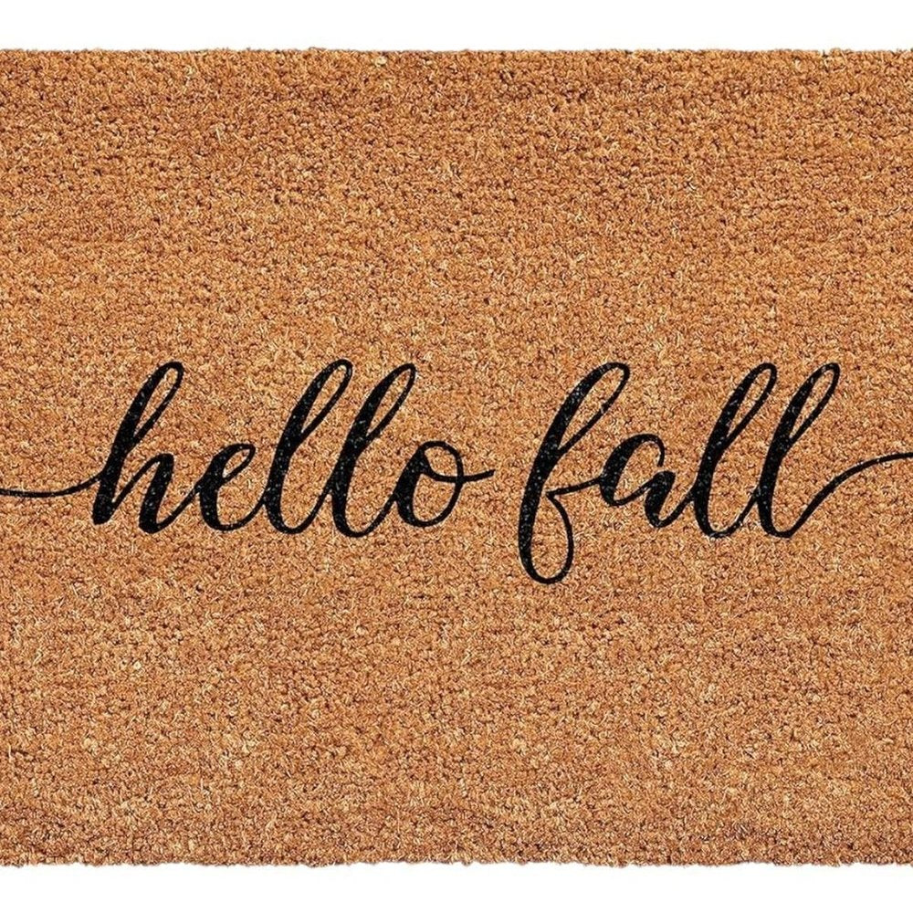 24" X 36" Brown And Natural Fall Hello Fall Outdoor Coir Door Mat HomeRoots