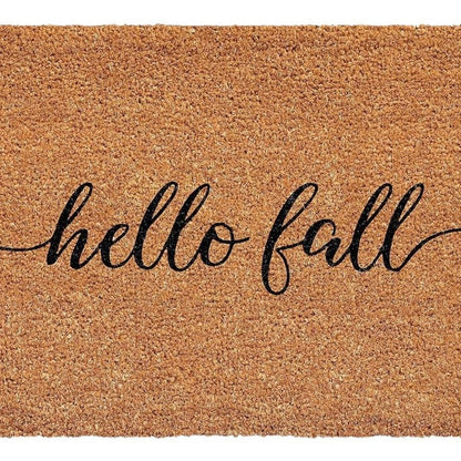 24" X 36" Brown And Natural Fall Hello Fall Outdoor Coir Door Mat HomeRoots