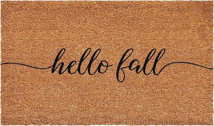 24" X 36" Brown And Natural Fall Hello Fall Outdoor Coir Door Mat HomeRoots