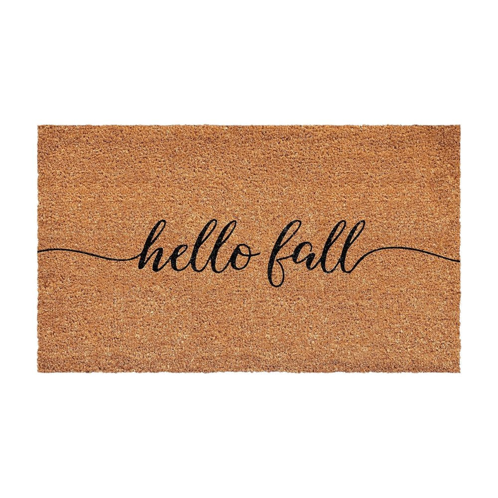 24" X 36" Brown And Natural Fall Hello Fall Outdoor Coir Door Mat HomeRoots