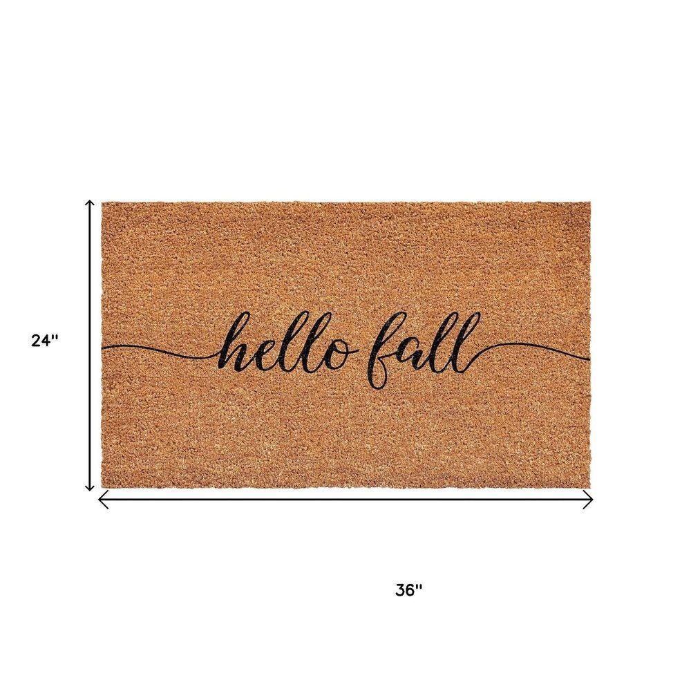 24" X 36" Brown And Natural Fall Hello Fall Outdoor Coir Door Mat — view 10