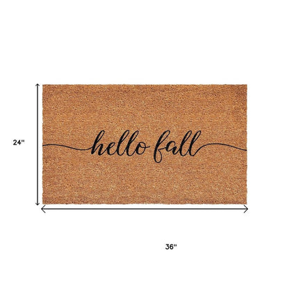 24" X 36" Brown And Natural Fall Hello Fall Outdoor Coir Door Mat HomeRoots